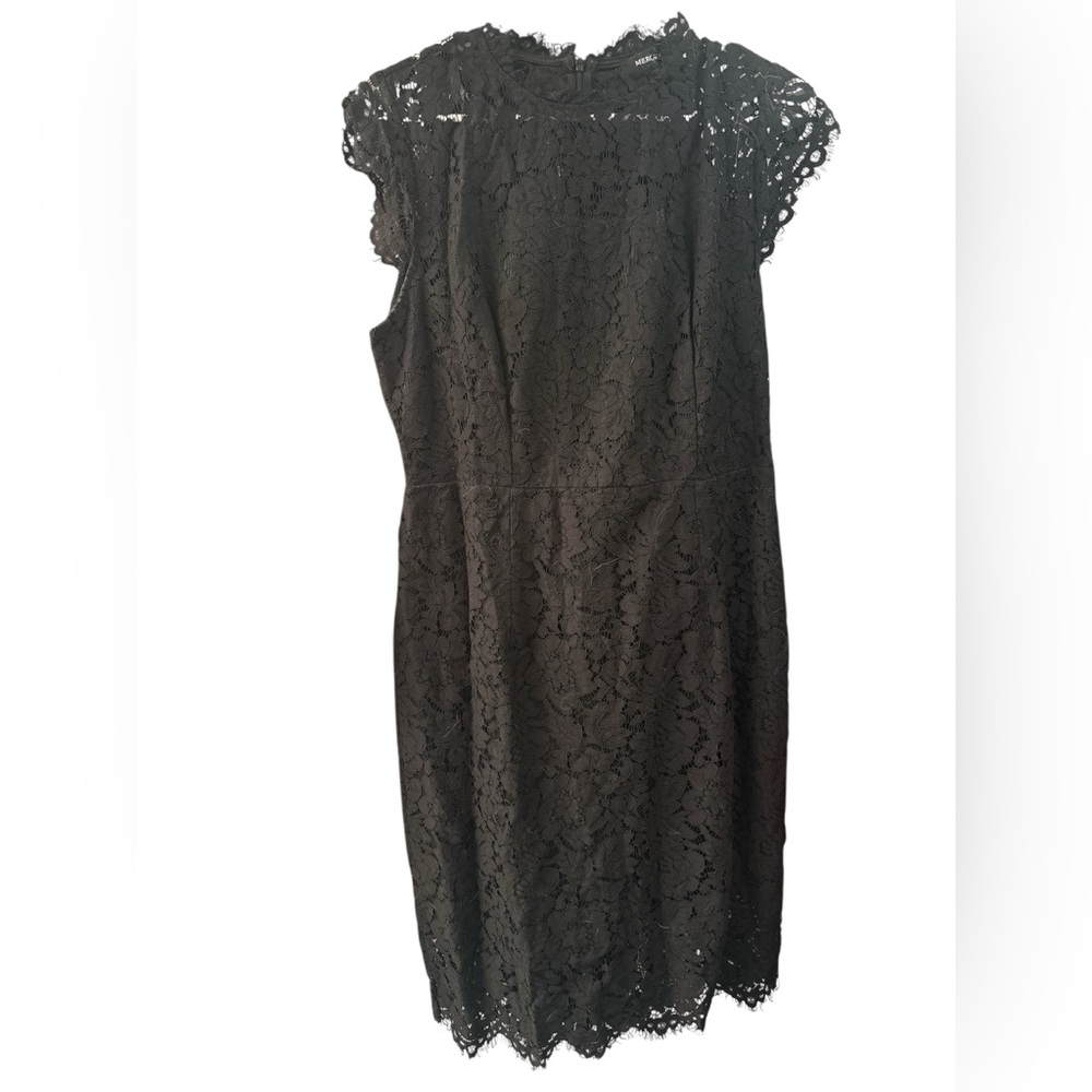 Cap-Sleeve Black Lace Mini Dress